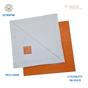 6 Fazzoletti da naso orlo a mano, Graziina Lord cm 45×45